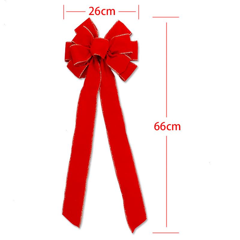 Large Red Velvet Christmas Tree Topper Bow with Gold Embossed Edge