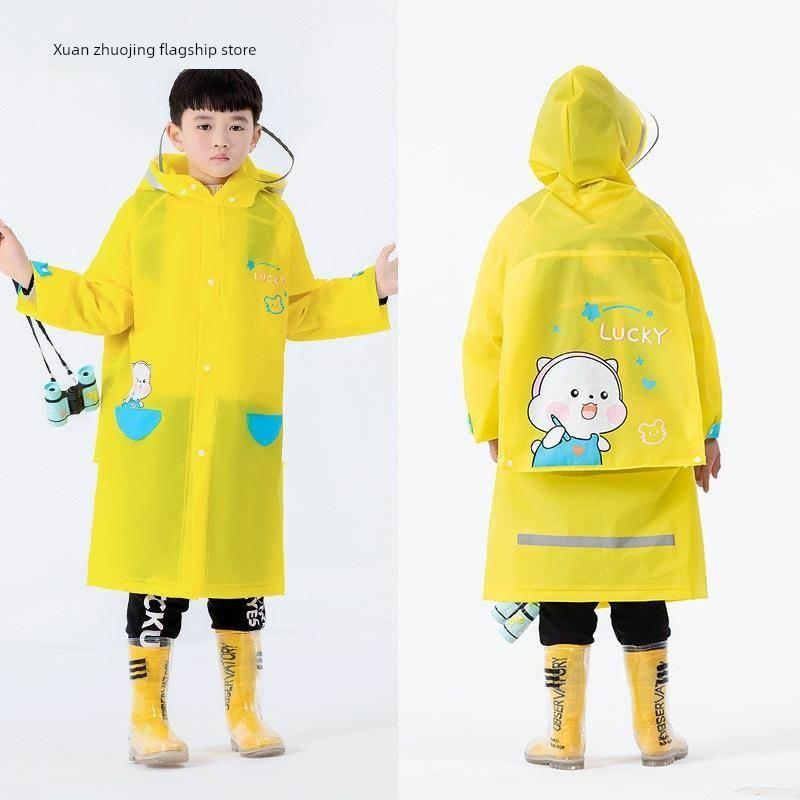 Children's Raincoat 7-12 Years Old Primary School Student Raincoat with Schoolbag Seat Boys Girls Baby Eva Cartoon Poncho Thickened