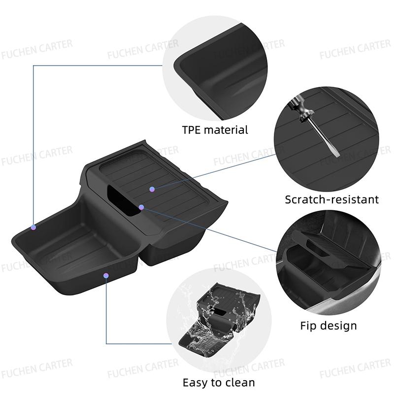 For Tesla Modely Standard Tpe Under Central Control Storage Box Flip Cover Design Tissue Box Storage Interior Accessorie