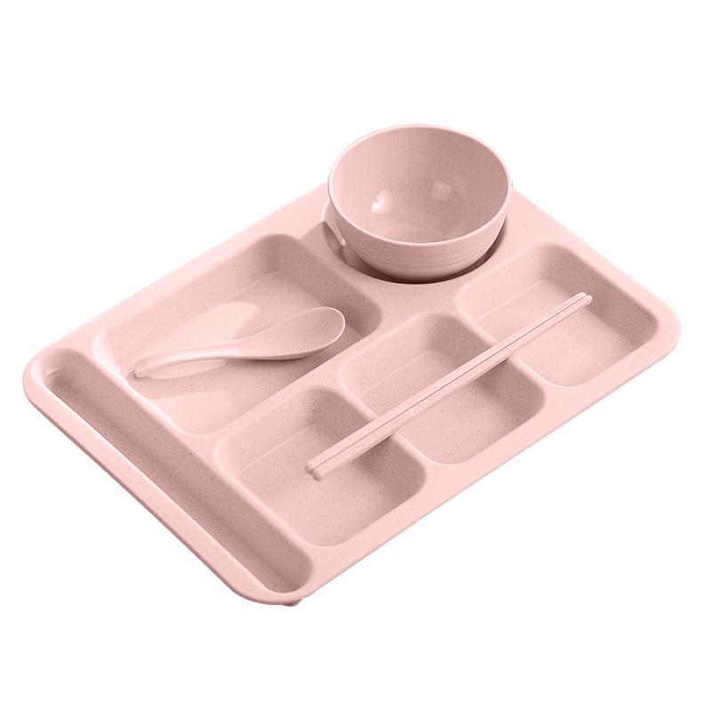 

1 комплект студенческих тарелок для еды, миски для фаст-фуда, устойчивые к падениям, бытовые тарелки для еды, разделительные тарелки, миски, набор чашек, набор для ужина, сервиз Assiette розовый