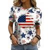 Women's American Flag & Bald Eagle Print T-Shirt Casual Short Sleeve Crew Neck Patriotic Graphic Tee for Summer