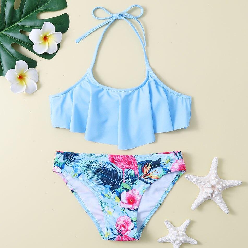 Buy Tropical Floral&Flamingo Girl Swimsuit Kids Flounce Two Piece Buy Tropical Floral&Flamingo Girl Swimsuit Kids Flounce Two Piece