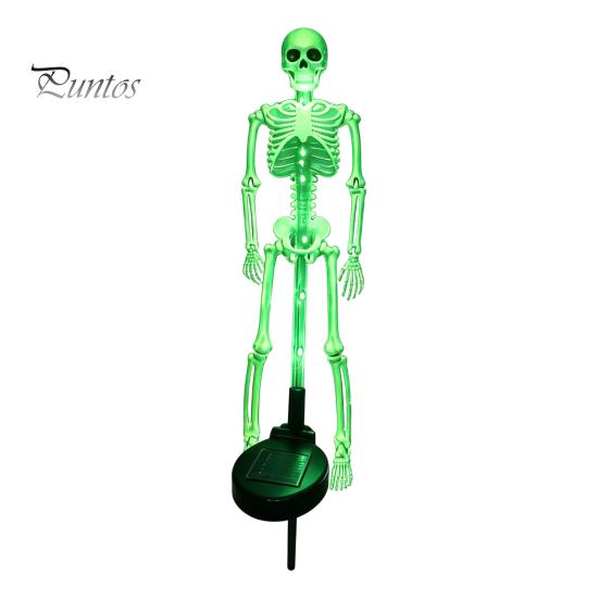 Automatic Dusk to Dawn Lamps Solar Skeleton Garden Stake Light, Halloween 3D Glowing Skull Yard Haunted House Landscape Lighting Decor with