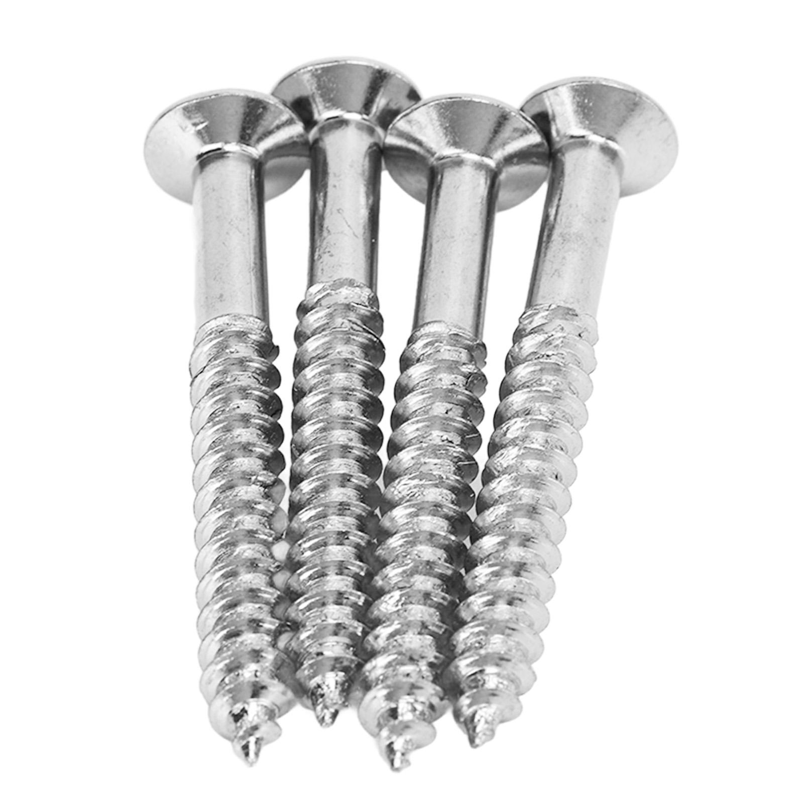

4 Pcs Neck Plate Mounting Screws High Strength Silver Metal Guitar Replacement Screw
