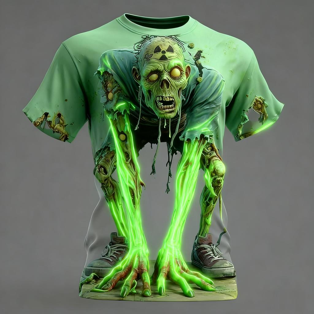 Summer Super Halloween Element Zombie Horror Party Adult Men and Women Comfortable Breathable 3D Printed T-shirt