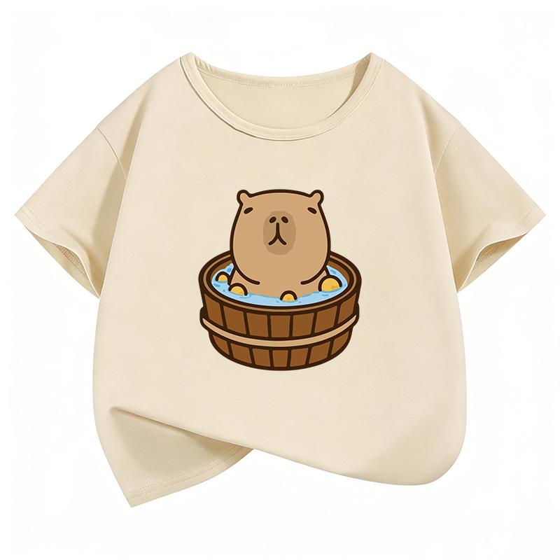 Kawaii Capybara Design TShirt Printed T Shirt Girls Summer Clothes Short Sleeve Tops TShirts Cute Girls Clothing