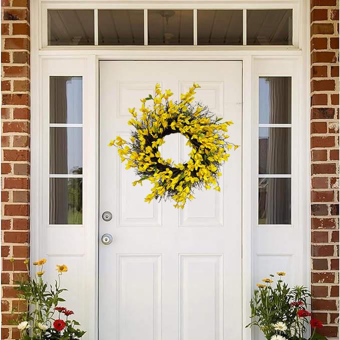 Yellow Forsythia Spring Wreath - Door Hanging Home Decoration
