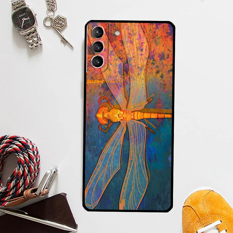 Dragonfly Insect Pattern Case For Samsung Galaxy S25 Ultra S20 S21 S22 S23 Plus S24 Ultra S9 S10 S25 FE Cover Coque