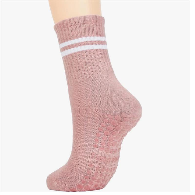 Women's Anti-Slip Yoga Socks - Mid-Calf Cotton Pilates Fitness Socks with Shark Pattern