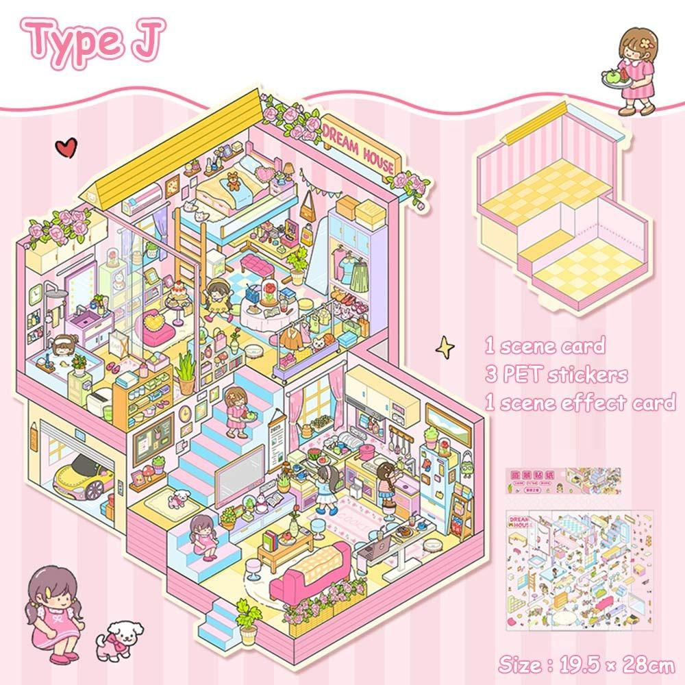 Naklejki Krajobrazowe 3D Naklejki do Układania Wizualnego DIY Nowa Scena Miniaturowa Naklejki 3D