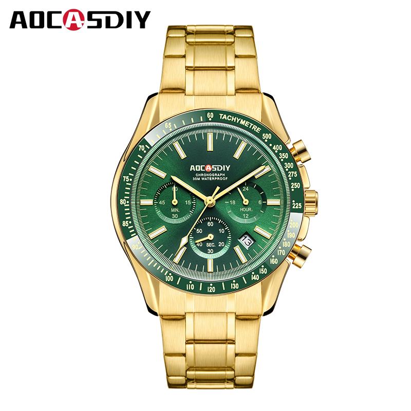 Men's Watches Luxury Round Quartz Wristwatch Waterproof Chronograph Watch for Men Auto Date Clock