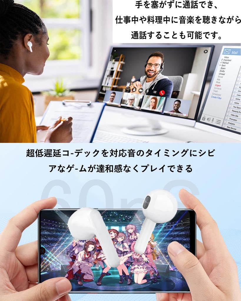 Wireless Earphones 2024 Bluetooth Earphones Bluetooth 5.3 Technology Deep Bass Hi-Fi Connects When Opened Ultra Noise Cancelling IPX7 Waterproof Up