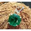 12 Ct   Natural Square Green Garnet 925 Sterling Silver Pendant