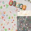 Gold Stamped Snowflake Stars White Christmas Tree Red Bowknot Cute 3D Nail Art Stickers Xmas Lovely Manicure Decals