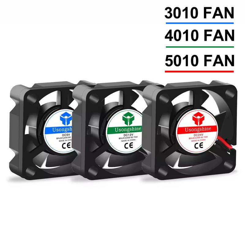 3D Pinter Parts for 3010 4010 5010 Fan 12V 5V 24V 2Pin DC Cooler Micro Cooling Fans for Heatsink Cooler Radiator J-Head Hotend