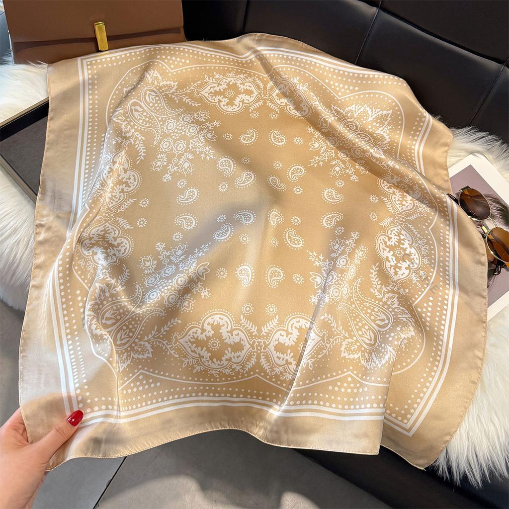 New Luxury Paisley Print 70*70cm Square Scarf Women Soft Satin Hairband Neckerchief Tie Female Headband Foulard Bag Ribbon Gift