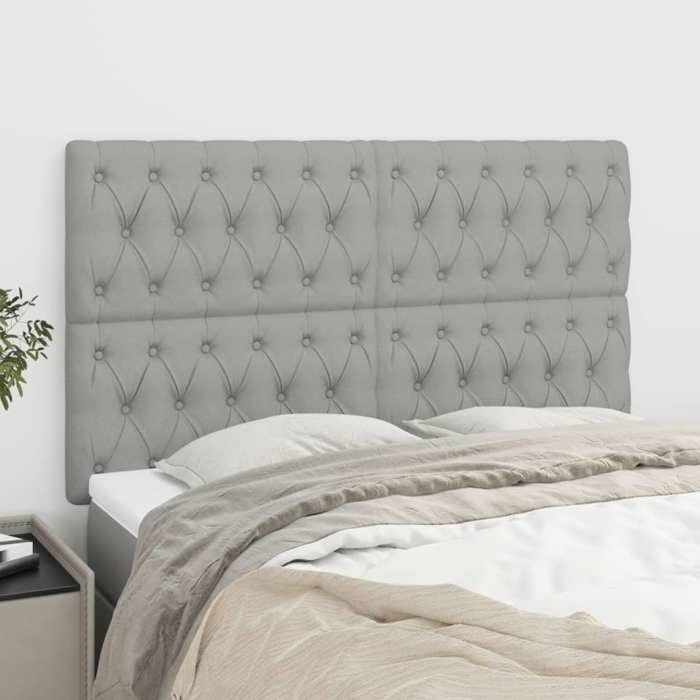 Maison Exclusive - Tête de lit Gris clair 144 x 7 x 118/128 cm Tissu