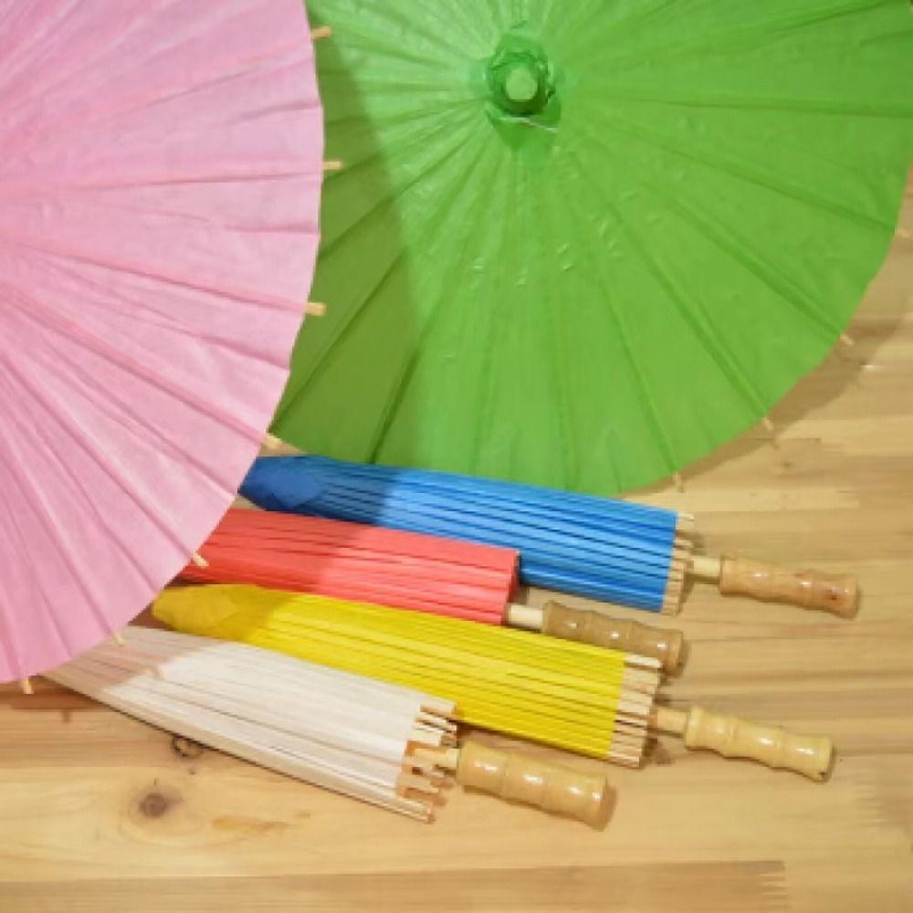 1Pcs 20/30/40/60cm Paper Umbrella Colored Long-handle Painting Supplies DIY Handmade Blank Photography Prop