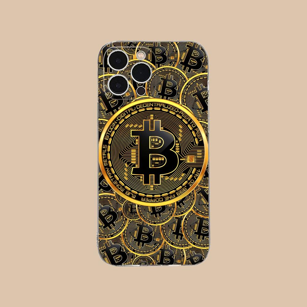 

Bitcion Pattern Phone Case for iPhone 17 16 15 14 13 12 11 X XR XS Air Pro Max Plus Mini Soft TPU Clear Cover iPhone XS Max
