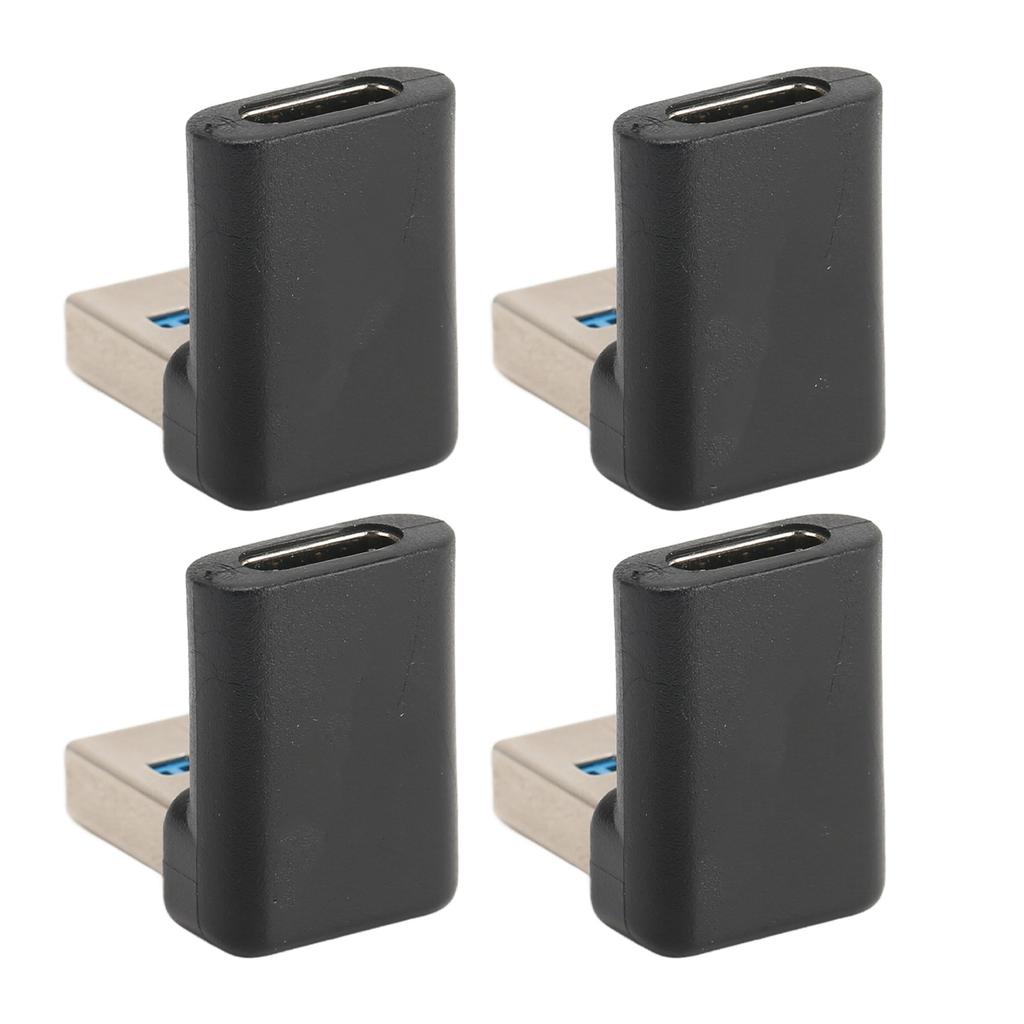4pcs USB Type C Right Angle Adapter 10Gbps Transmission Portable USB Male To Type C Female Adapter for Laptops Desktops