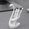 Toothbrush Holder 3D Printed Swan Holder, Bathroom Organizer with Hollow Water-Draining Design, Black White Shape Dual Color, Widened Stable
