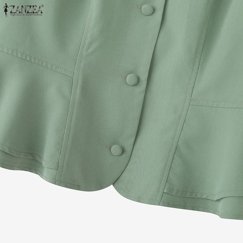 ZANZEA Bluză de vară cu mânecă scurtă și decolteu în V pentru femei