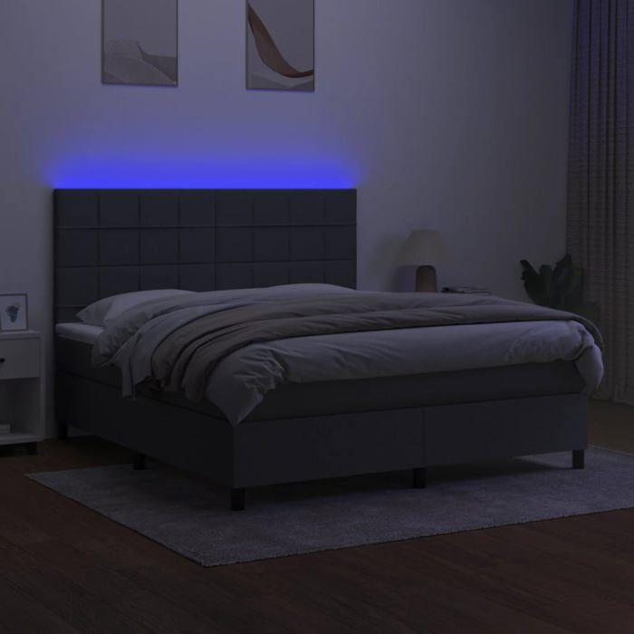 Maison Exclusive - Sommier à lattes de lit et matelas et LED Gris foncé 160x200 cm