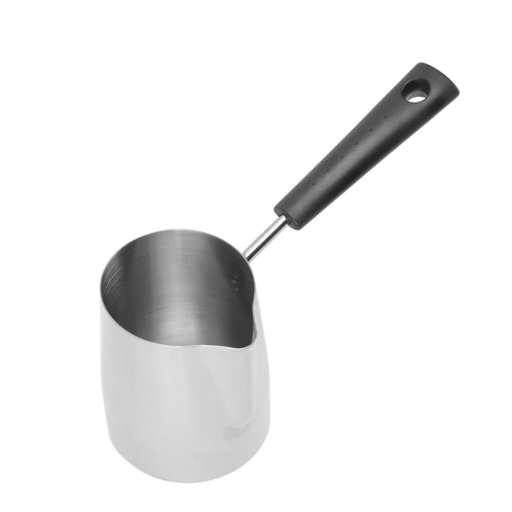 Long Handle Coffee Toroid Pitcher 304 Stainless Steel Rustproof Smoother Milk Frother Pitcher for Home Coffee Shop 350ml