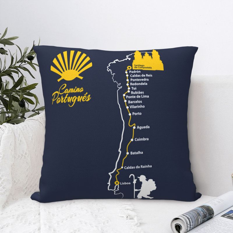 Custom Nordic Style Portuguese Camino De Santiago Cushion Cover 40x40cm Velvet Pillow Case for Car Square Pillowcase