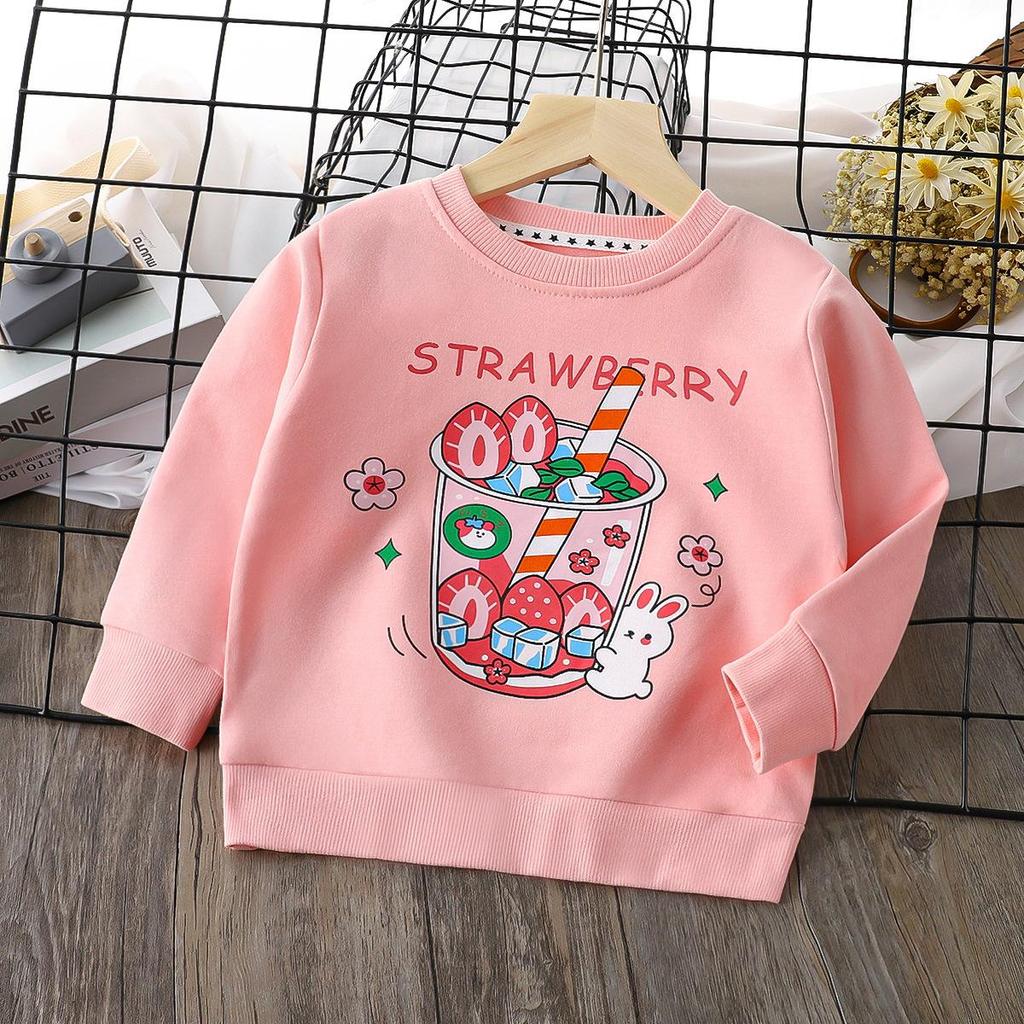 Kinder Herbst Langarm O Hals Cartoon bedruckte T-Shirt Tops für Unisex