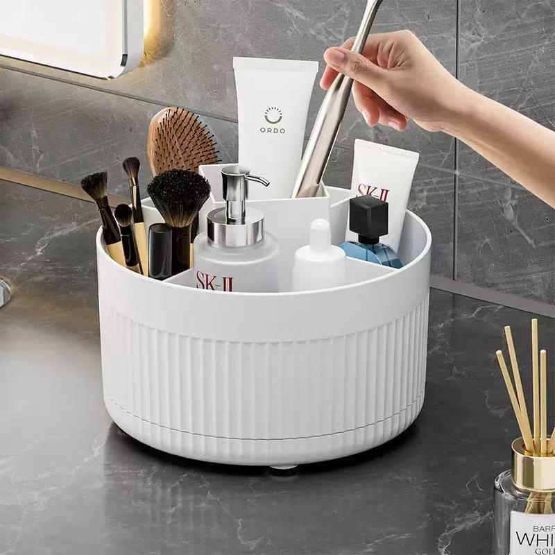 Rotating Makeup Brush & Cosmetics Organizer – Tabletop Vanity Holder 11.5*15cm белый