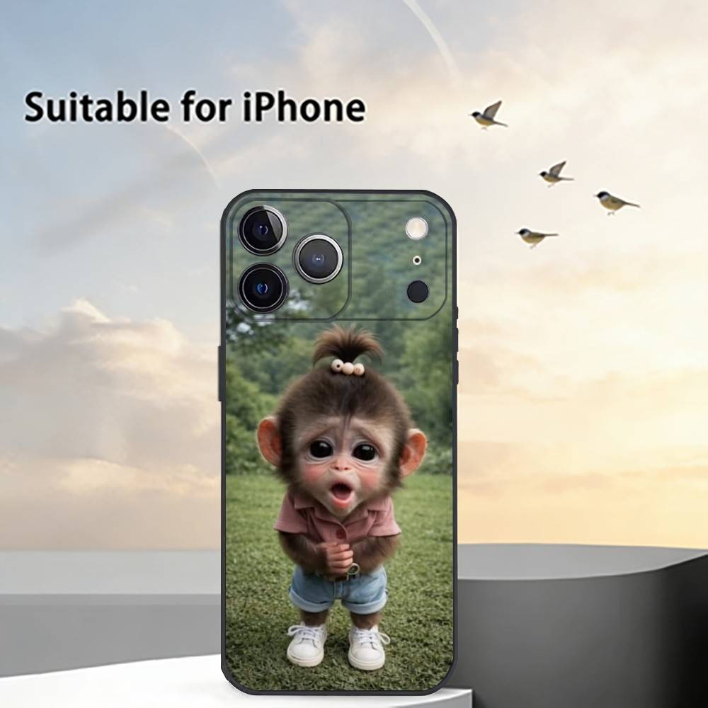 Funny Monkey M-Memes Phone Case For iPhone 17,16,15,14,13,12,11 Plus,Pro Max,XS,Soft Silicone Black Cover