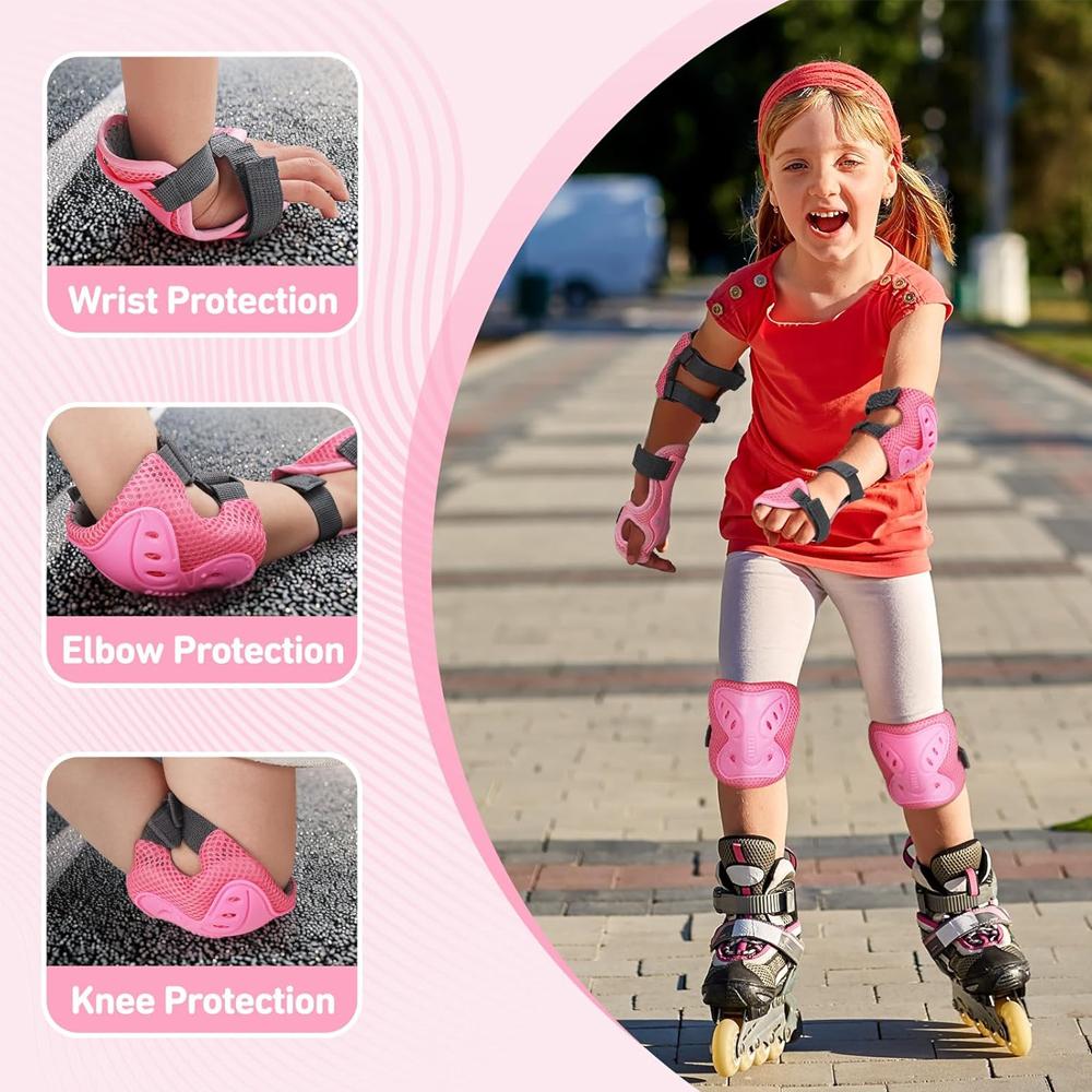 1/6 In 1 Kids 3-10 Years Knee Elbow Pads Protective Gear Set For Roller Skates Cycling BMX Bike Skateboard Sport