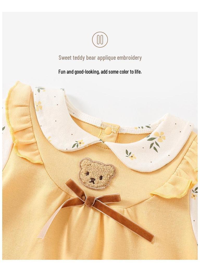 Entzückendes langärmeliges Baby-Baumwollkleid für Mädchen - Koreanische Frühlings-/Herbstmode