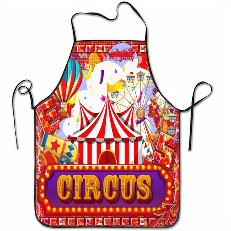 1pc 1pcs Circus Carnival Print Apron with Clown & Circus Tent - Colorful Bib Suitable for Cooking, BBQ, Crafting, Gardening, Parties, &, for Home, Out