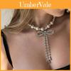 Pearl Choker Necklace For Women With Butterfly Bow Pendant And Silver Plating