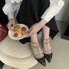 Internet Celebrities Rivet Pointed Flat Shoes Women 2025 Spring and Autumn New V Home Patent Leather Shallow Mouth Roman Single Shoes Women Scoop
