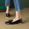 Casual Solid Color Patent Leather Soft Sole Non-slip and Comfortable New One-pedal Cowhide Women's Shoes Four Seasons Low Heel Leather Single Shoe