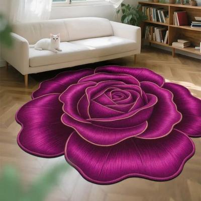 3D Flower Area Rug Absorbent Quick Dry Irregular Plush Floral Floor Mat