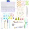 52pcs/set Complete Knitting Crochet Accessories Kit with Stitch Markers, Row Counter, Needles & Storage Box JXB