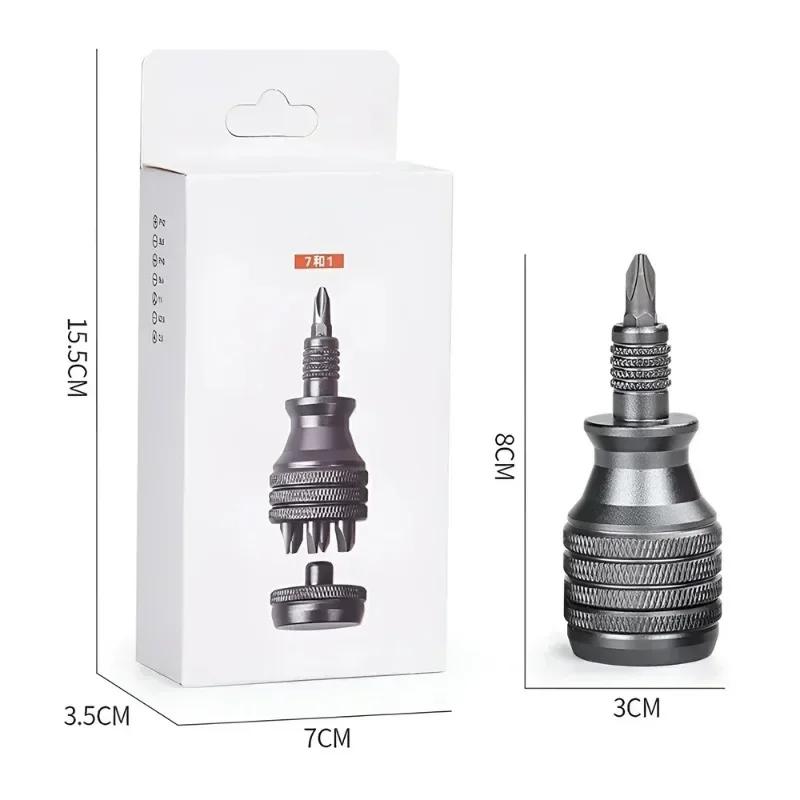 Mini Screwdriver Titanium Screwdrivers 1/4 Inch Magnetic Screwdriver 7 in 1 S2 Alloy Steel Drill Bit EDC Repair Hand Tool