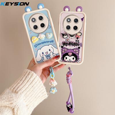 KEYSION Custodia 3D Cartone Animato con Orecchie Carine per HONOR X9c 5G con Braccialetto Copertura per Telefono Antiurto in Silicone Morbido per Huawei Magic 7 Lite 5G