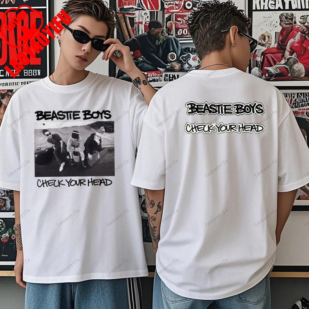 Beastie Boys T-Shirt Check Your Head T-Shirt Amerikanische Hip-Hop-Gruppe Schlichtes Modedesign Kurzarm-T-Shirt