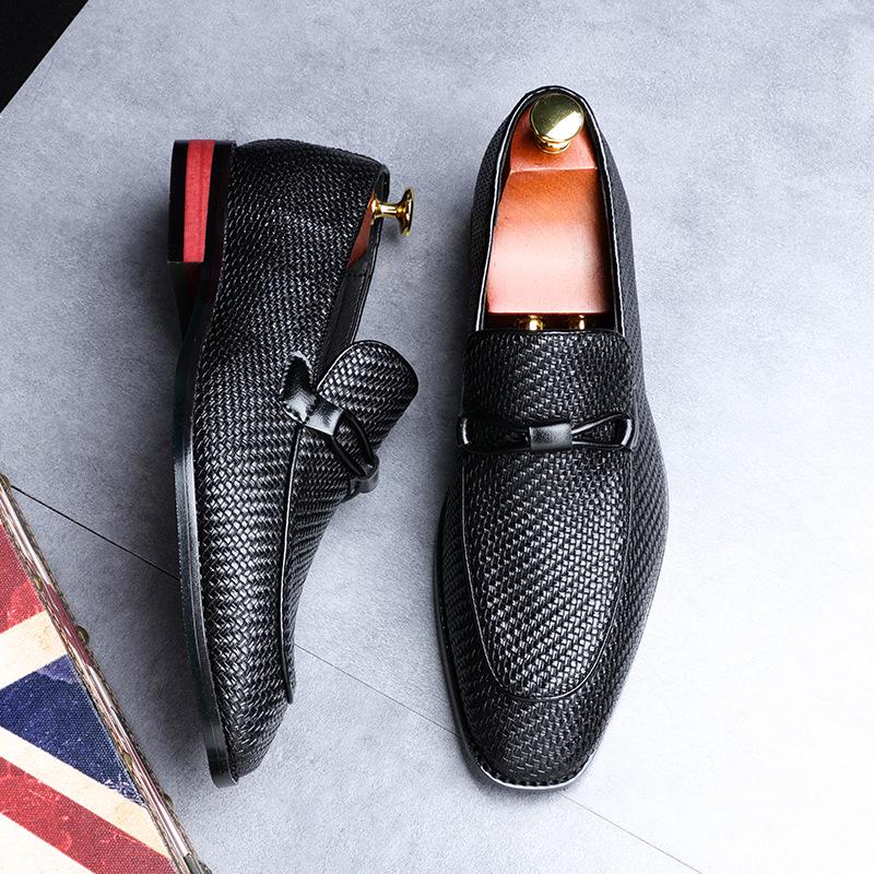 Popular men's shoes woven fringed tide shoes derby shoes large size business leather shoes