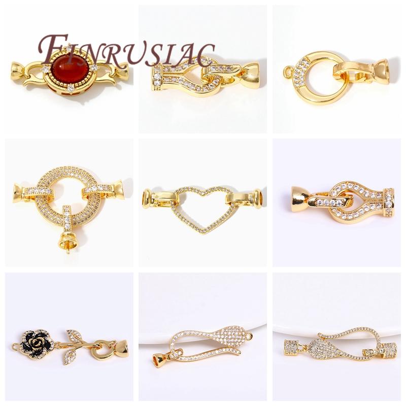 18K Gold Plated Brass with Zircon Clasps For Jewelry,Fasteners For Bracelets Connectors,Accessories DIY Jewelry Making Supplies