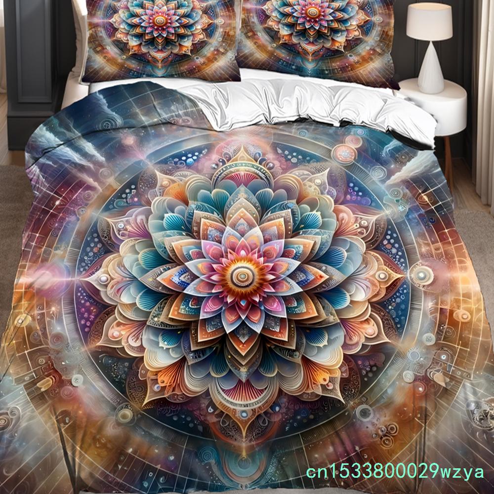 Mandala Blume Pflanzen 3D Gedruckter Bettbezug Kissenbezug Bohème Stil Farbe Kunst Bettwäscheset Für Kinder Jugendliche Erwachsene Bettbezug
