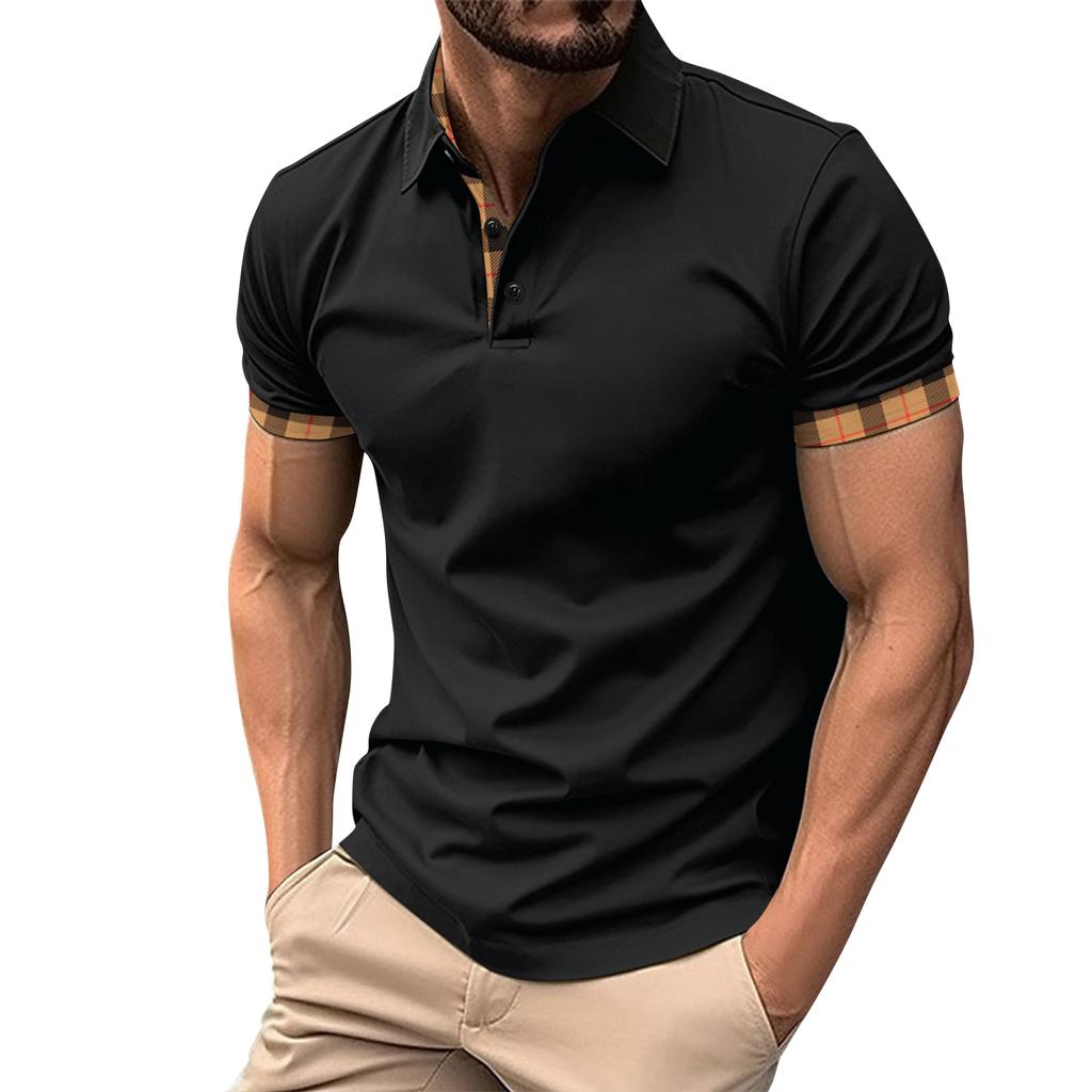 Men's Single Breasted Collar T-shirt  Casual Sports Top