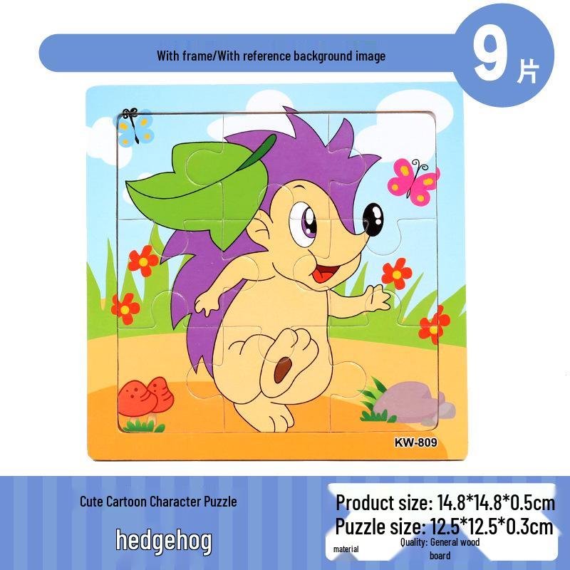Frühpädagogisches Holztiere-Puzzlebrett für Kinder von 0-3 Jahren - 9-teiliges Lernspielzeug