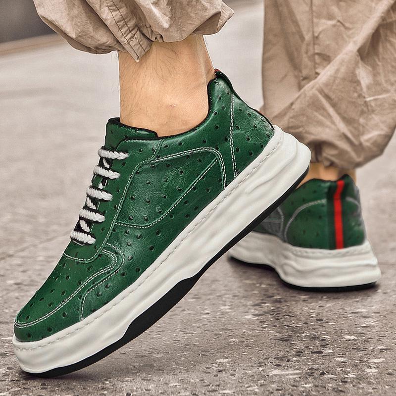 Fashion Handmade Casual Footwear Men Genuine Leather Sneakers Outdoor Platform Vulcanize Shoes Fashion High Quality Skateboard Shoes