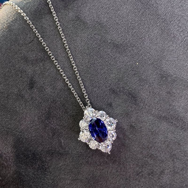 100 %S Color Sapphire Pendant Necklaces Sparkling High Carbon Women Diamond Nuptial Bridal Event Gathering Fine JewelryTrendy